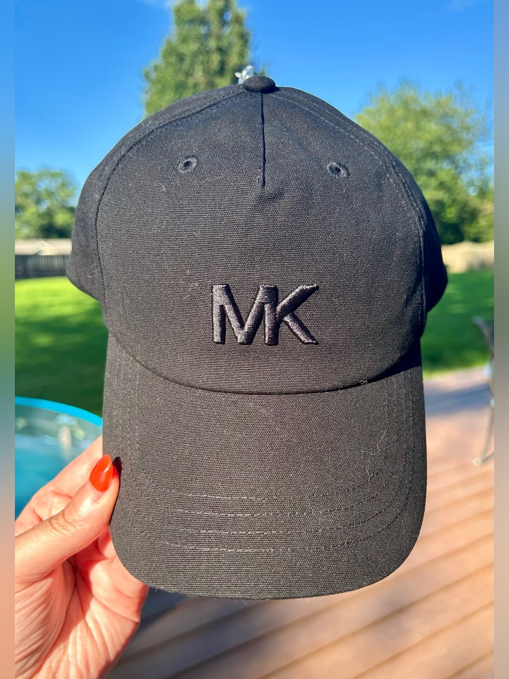 Michael Kors Black Signature Logo Cotton Baseball Cap NWT